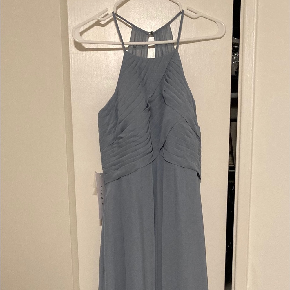 Azazie Ginger Dusty Blue Bridesmaids Dress